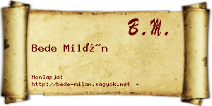 Bede Milán névjegykártya